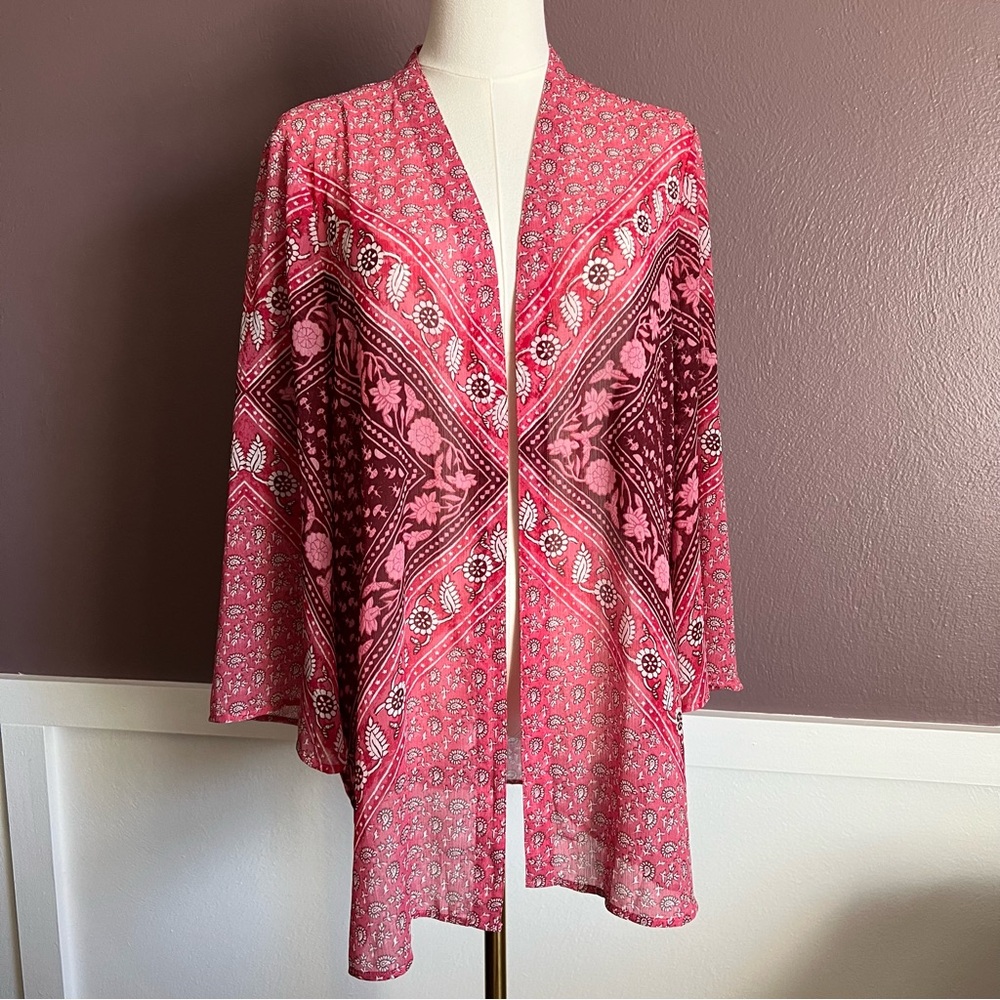 Isaac Mizrahi Live! Pink Open Cardigan Kimono